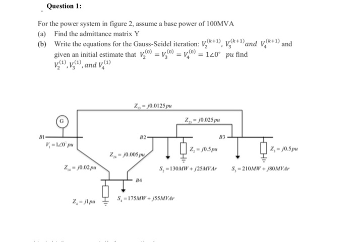 Solved Question 1: For the power system in figure 2, assume | Chegg.com