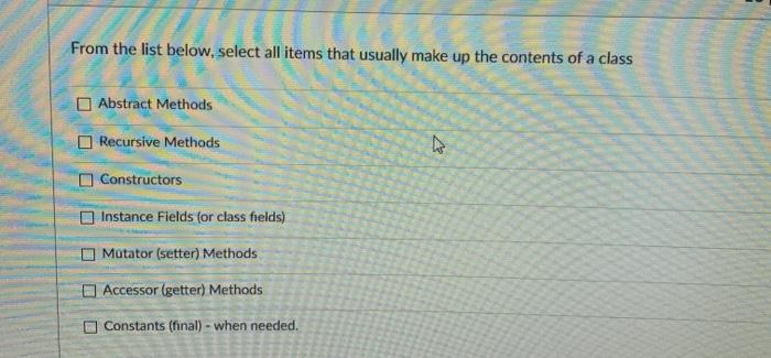 Solved From the list below, select all items that usually | Chegg.com