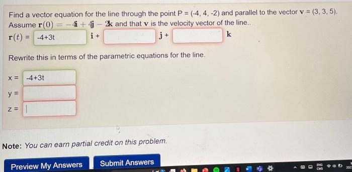 Solved Find a vector equation for the line through the point | Chegg.com