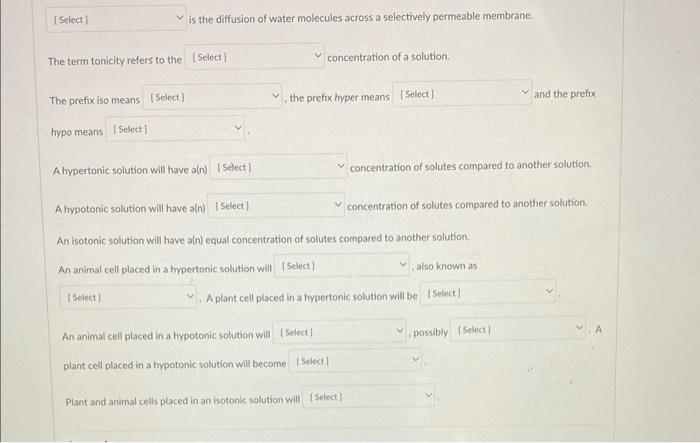 Solved is the diffusion of water molecules across a | Chegg.com