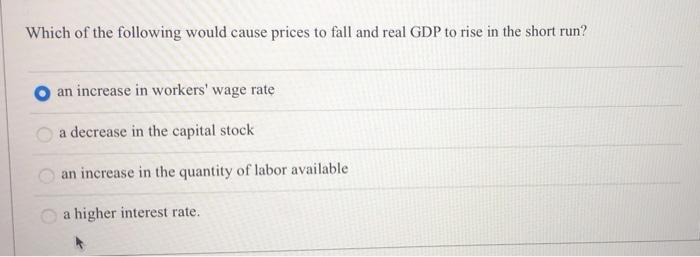 Solved Which of the following would cause prices to fall and | Chegg.com