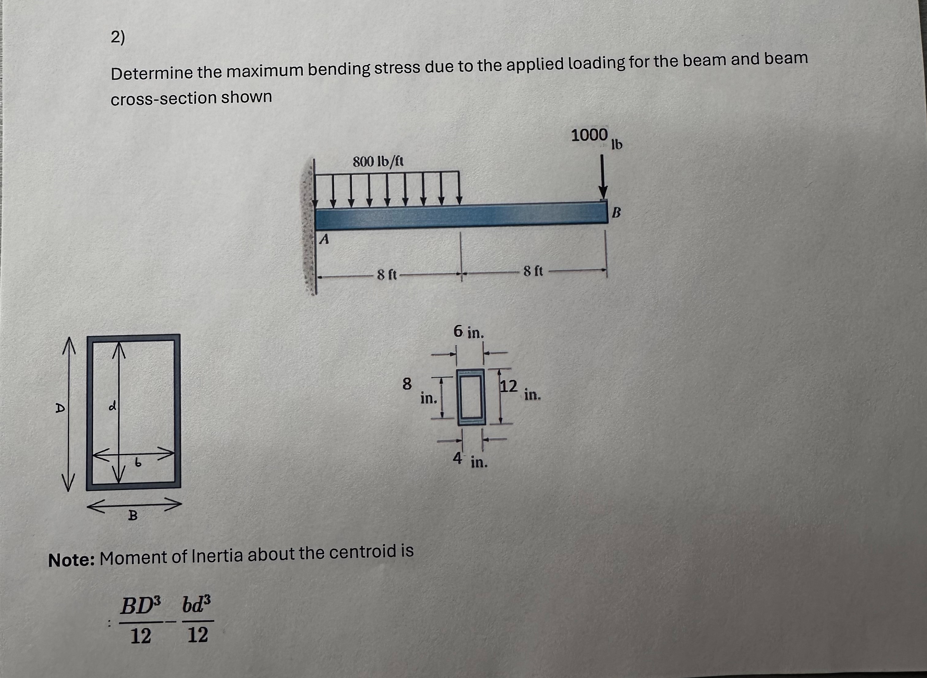 Solved Determine The Maximum Bending Stress Due To The Chegg Com