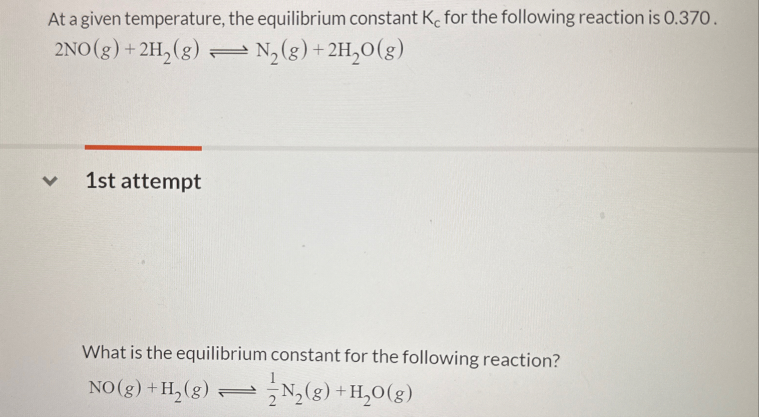 Solved At a given temperature, the equilibrium constant KC | Chegg.com