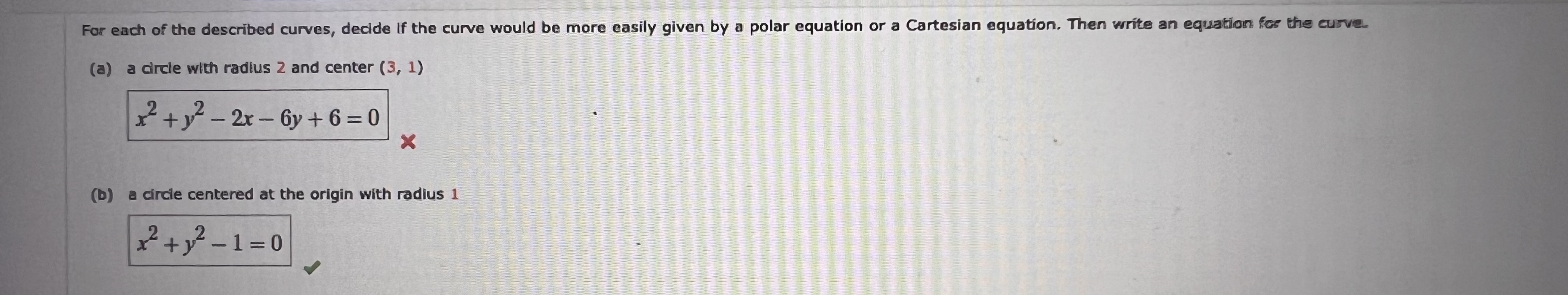 Solved For each of the described curves, decide if the curve | Chegg.com