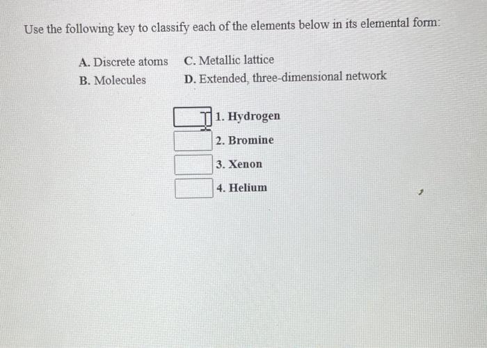 Solved Use the following key to classify each of the | Chegg.com