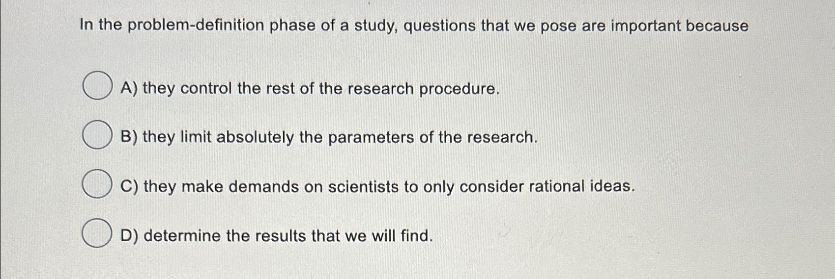 Solved In the problem-definition phase of a study, questions | Chegg.com
