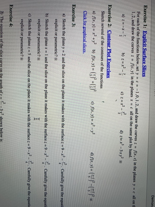 Solved Demon Exercise 1: Explicit Surface Slices For each of | Chegg.com