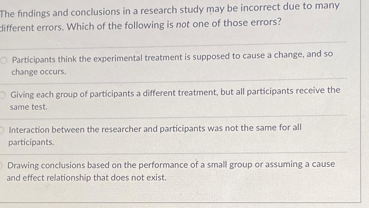 Solved The findings and conclusions in a research study may | Chegg.com