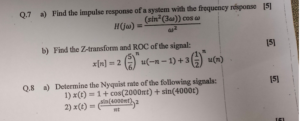 Solved a) Find the impulse response of a system with the | Chegg.com