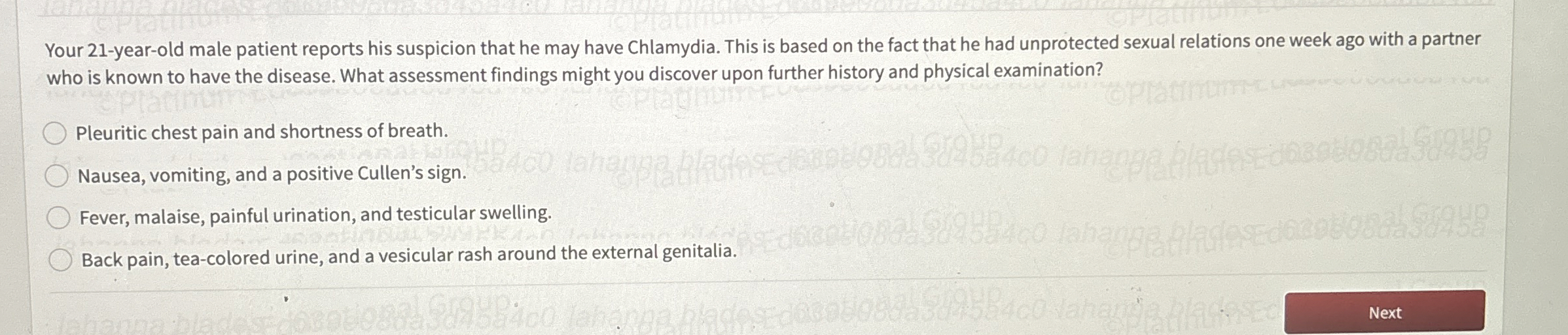 Solved Your 21yearold male patient reports his suspicion