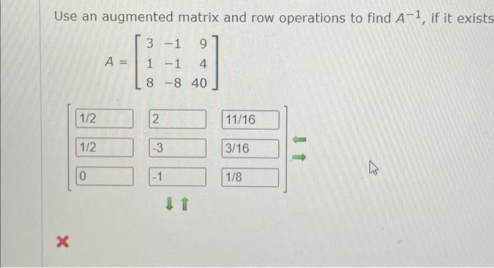 Use an augmented matrix and row operations to find | Chegg.com