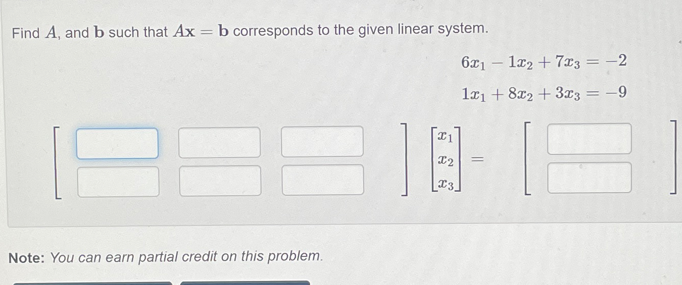 Solved Find A, ﻿and B ﻿such That Ax=b ﻿corresponds To The | Chegg.com