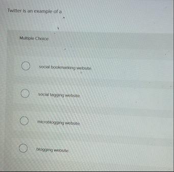 Solved Twitter is an example of aMultiple Choicesocial | Chegg.com