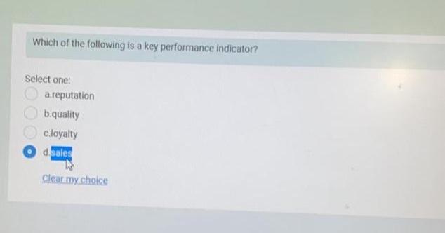Which of the following is a key performance