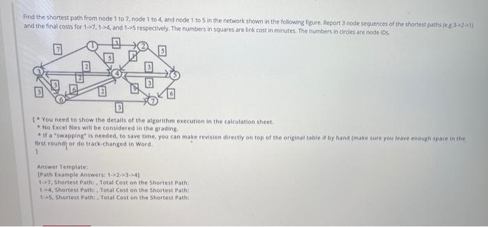 Solved Find the shortest path from node 1 to 7, node 1 to 4, | Chegg.com