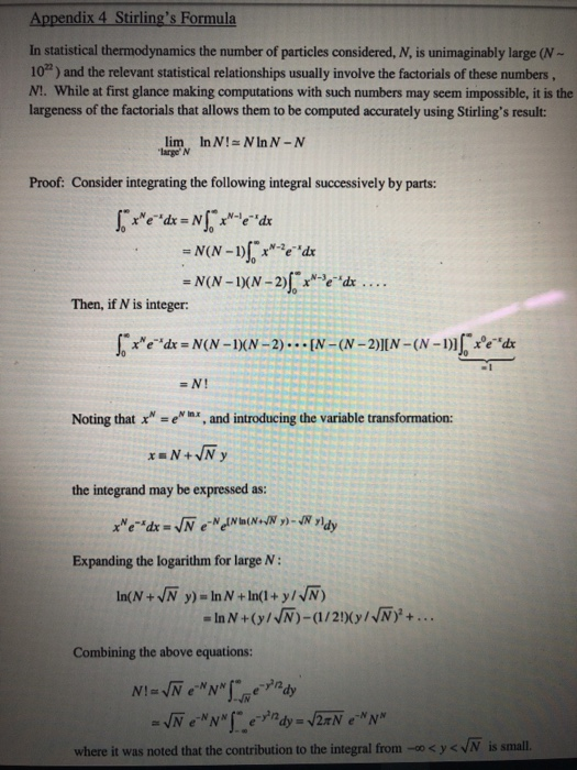 Solved Appendix 4 Stirling's Formula In Statistical | Chegg.com