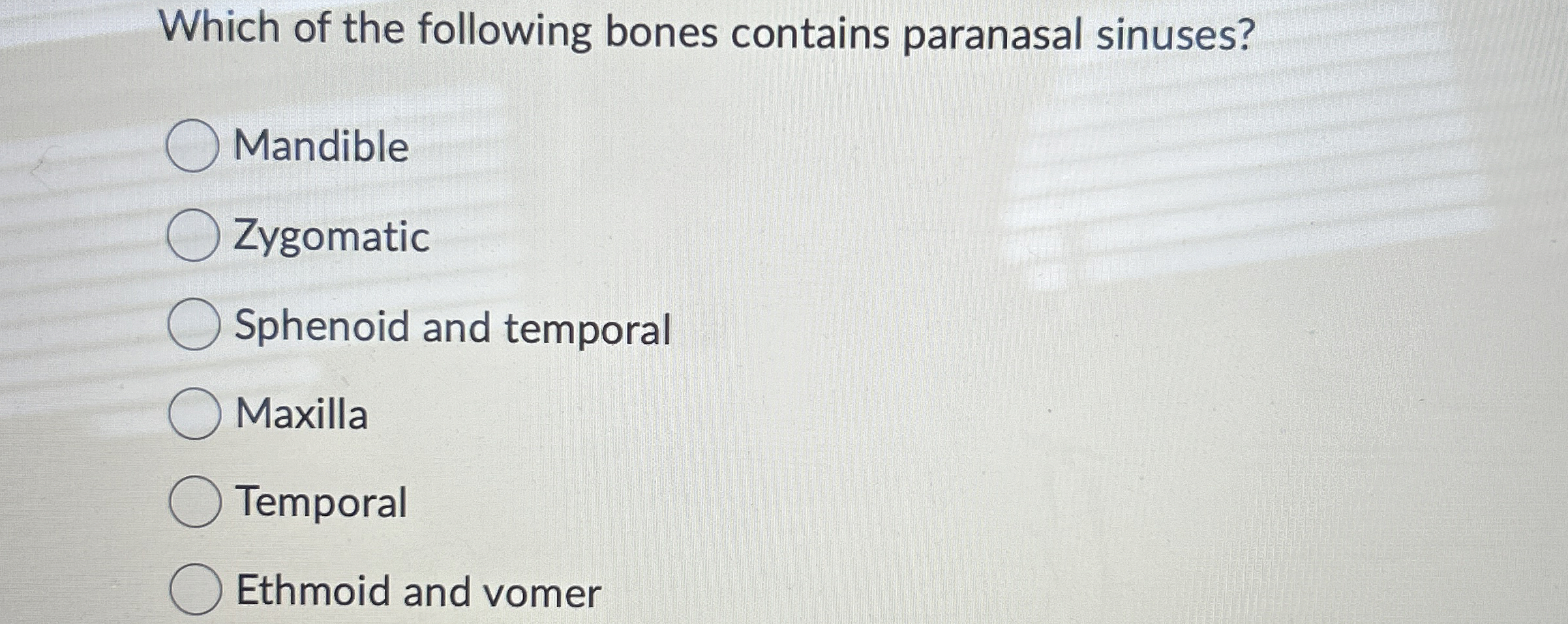 Solved Which of the following bones contains paranasal