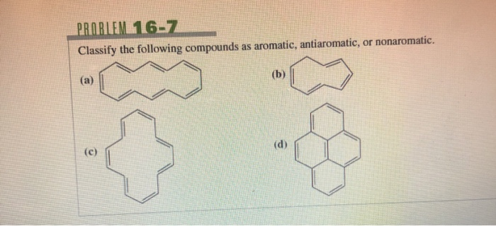 Solved PROBLEM 16-7 Classify the following compounds as | Chegg.com