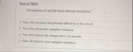 Solved True or False: