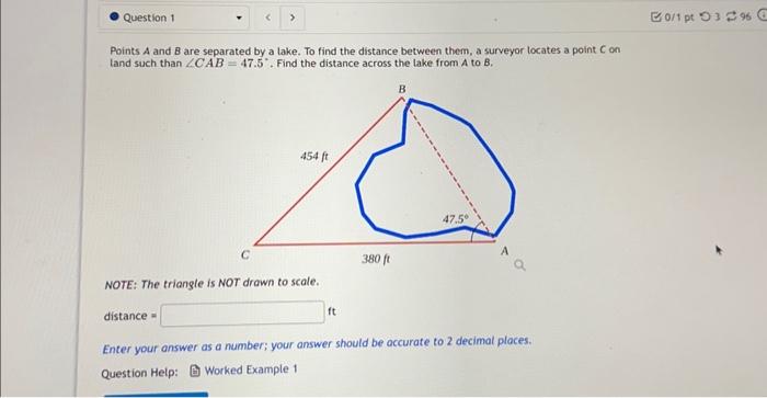 Solved Points A and B are separated by a lake. To find the | Chegg.com