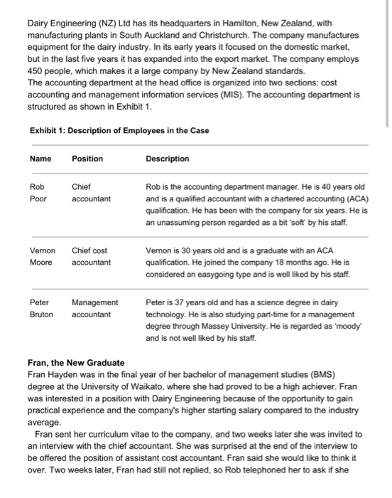 Solved Dairy Engineering (NZ) Ltd has its headquarters in