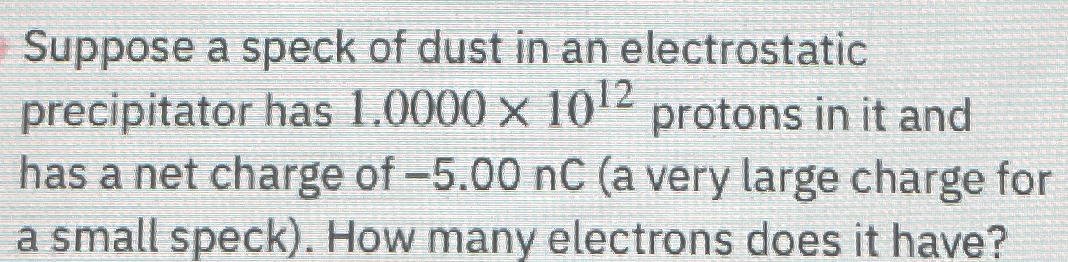 Solved Suppose a speck of dust in an electrostatic | Chegg.com