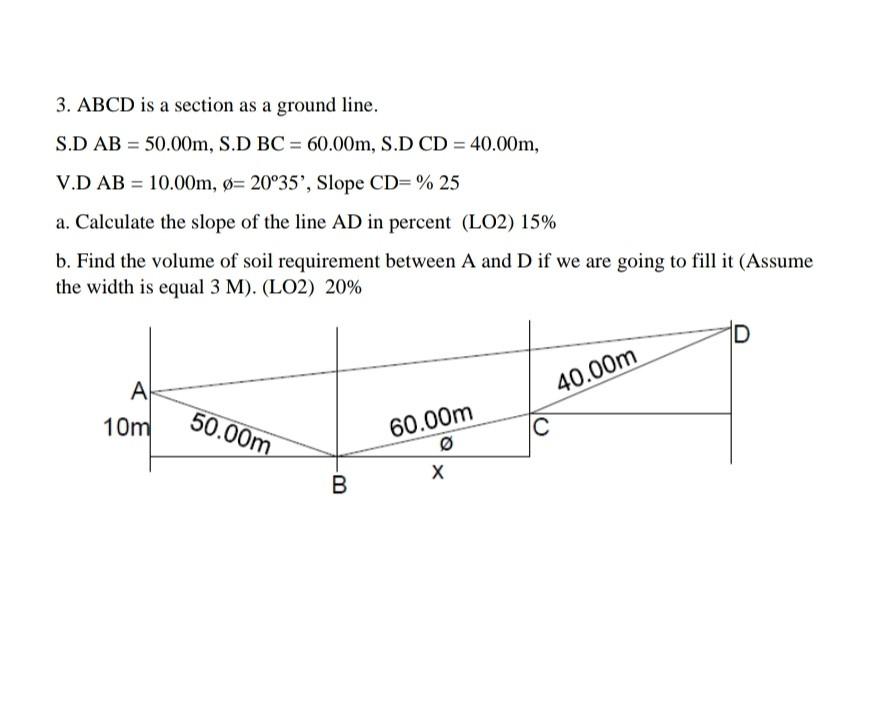 Solved 3. ABCD is a section as a ground line. S.D AB = | Chegg.com