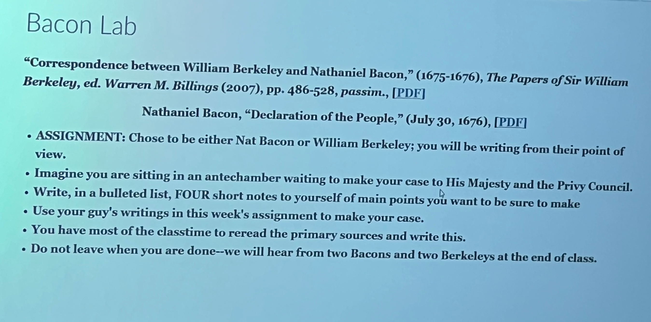 Solved Bacon Lab“Correspondence between William Berkeley and