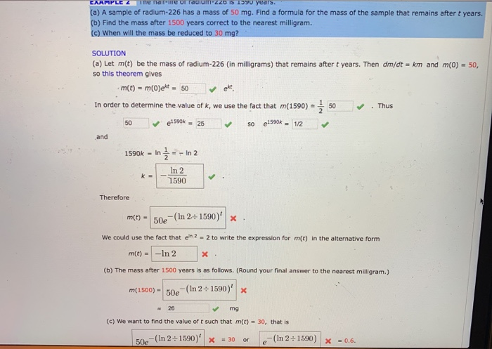 Solved The Half Life Of Radium 226 Is 1590 Years Not Sur Chegg Com