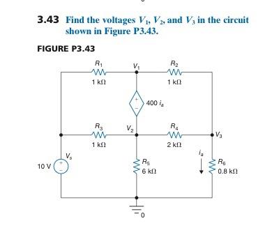 Solved 3.41 Find V1 and V2 in the circuit shown in Figure | Chegg.com