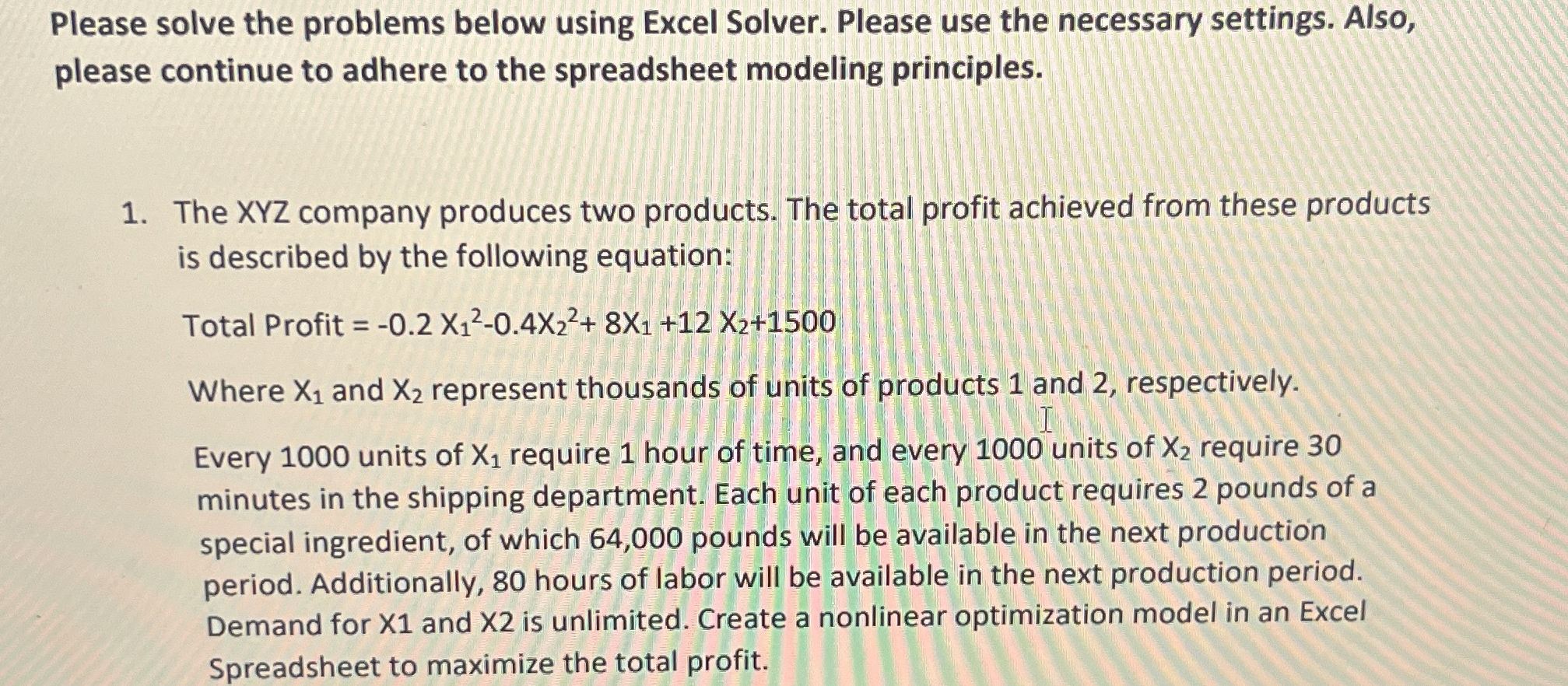 Solved Please solve the problems below using Excel Solver. | Chegg.com