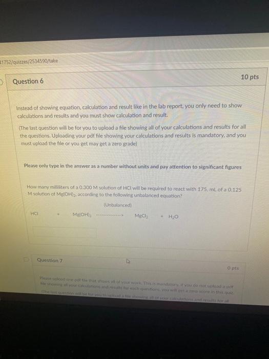 Solved 1752/quizzes/2534590/take Question 6 10 pts Instead | Chegg.com