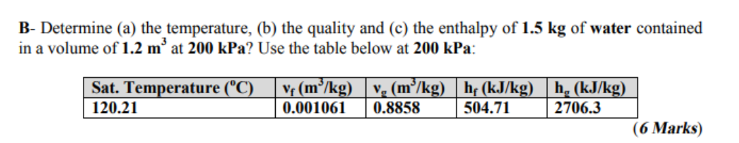 Solved B- Determine (a) The Temperature, (b) The Quality And | Chegg.com