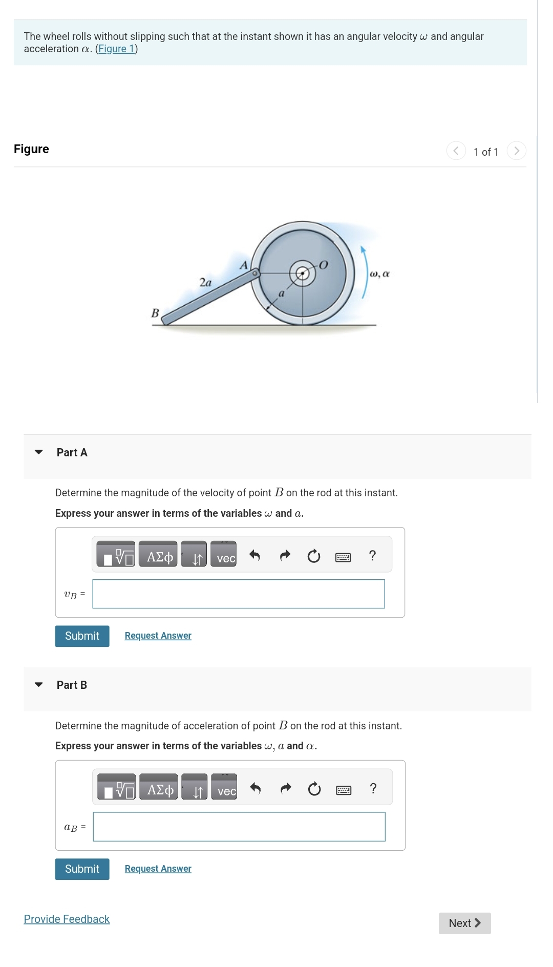 Solved The wheel rolls without slipping such that at the | Chegg.com
