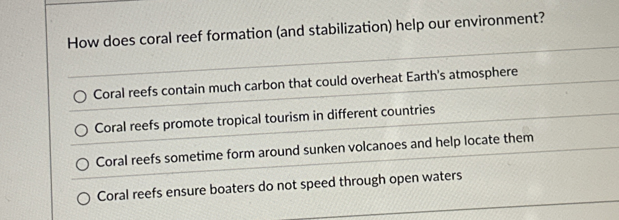 Image result for Solved How does coral reef formation (and stabilization) | Chegg.com