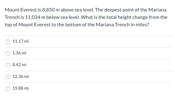 Solved Mount Everest Is 8 850 M Above Sea Level The Deepest Chegg Com