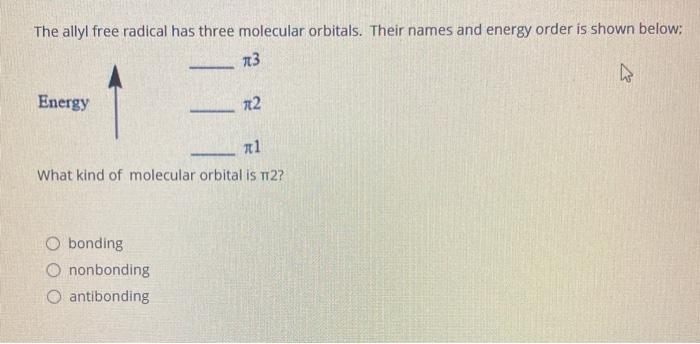 Solved The allyl free radical has three molecular orbitals. | Chegg.com