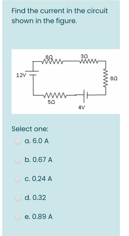 Solved Find the current in the circuit shown in the figure. | Chegg.com