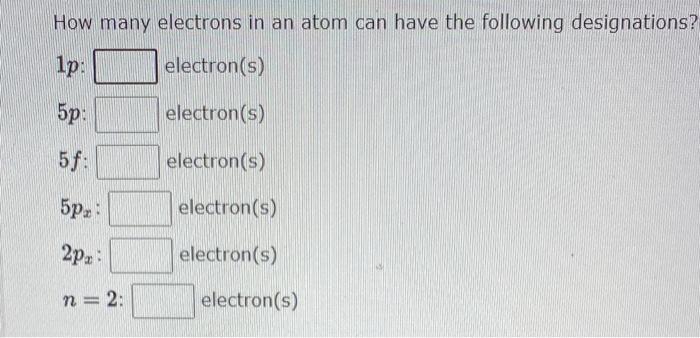 Solved How many electrons in an atom can have the following | Chegg.com