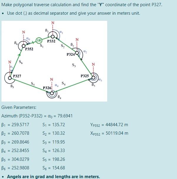 Solved Make polygonal traverse calculation and find the 