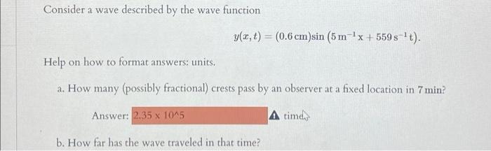 Solved Consider a wave described by the wave function y(x, | Chegg.com