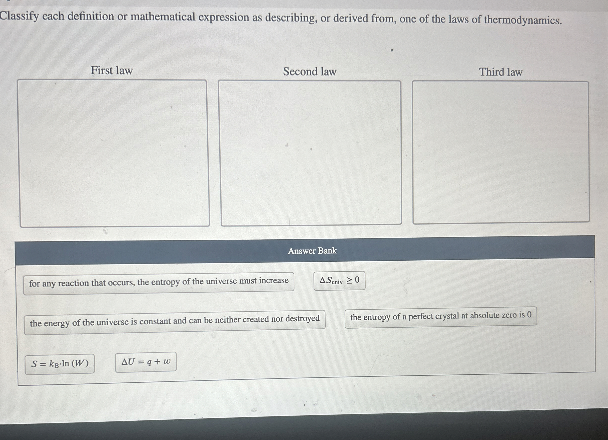 Solved Classify each definition or mathematical expression | Chegg.com