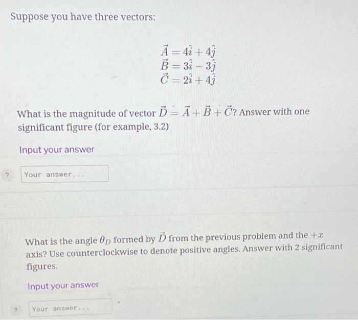 Solved у B A C For the two vectors A and B shown on above, | Chegg.com