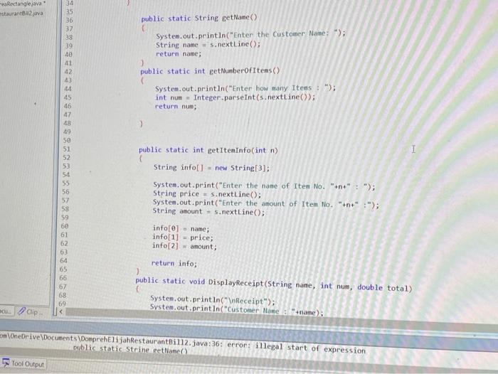 Solved 36 public static String getName> 37 38 | Chegg.com
