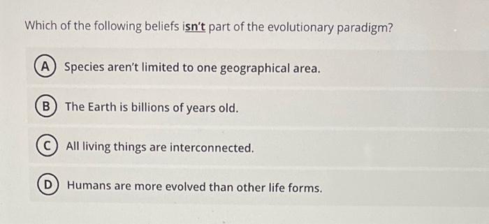 Solved Which of the following beliefs isn't part of the | Chegg.com