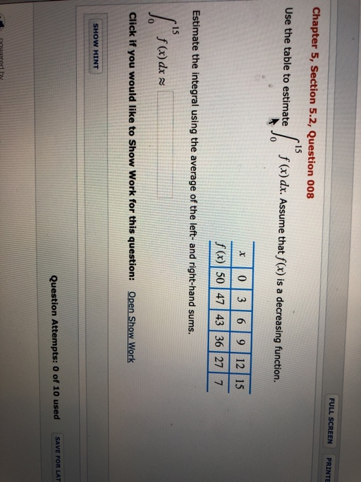 Solved FULL SCREEN PRINTE Chapter 5, Section 5.2, Question | Chegg.com