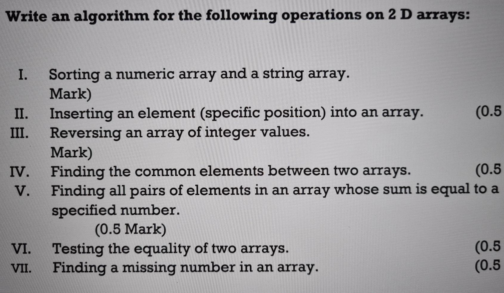 Solved Write an algorithm for the following operations on 2 | Chegg.com