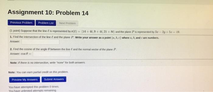 Solved Assignment 10: Problem 14 numbers Previous Problem | Chegg.com
