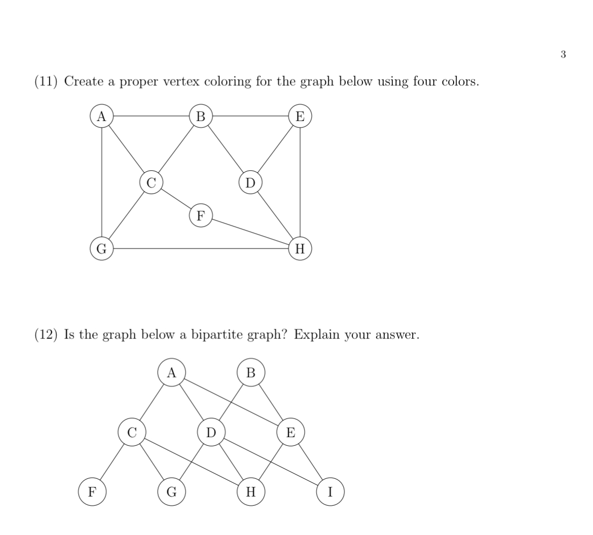 Solved 3(11) ﻿Create a proper vertex coloring for the graph | Chegg.com