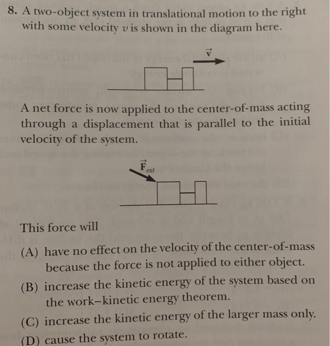 Solved 8. A two-object system in translational motion to the | Chegg.com